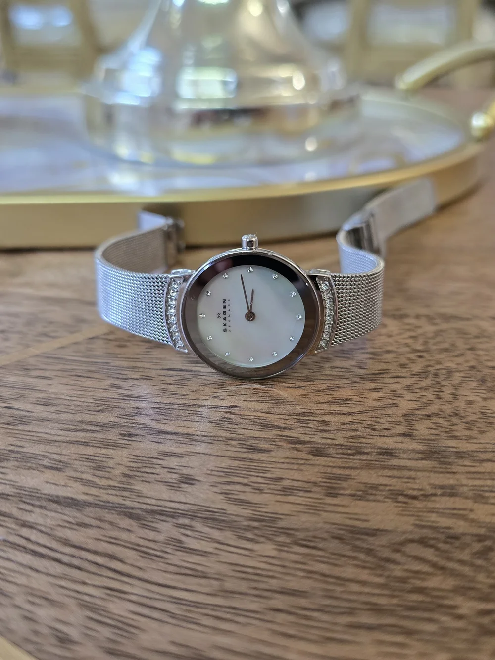 Skagen Silver Mesh Mother-of-Pearl Dial Women's Watch
